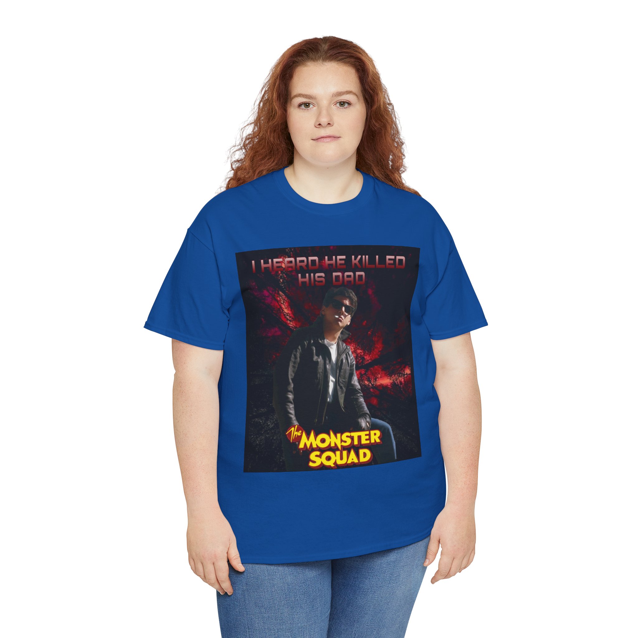 Monster Squad Graphic Tee — “I Heard He Killed His Dad” Horror Movie T-Shirt - Image 97