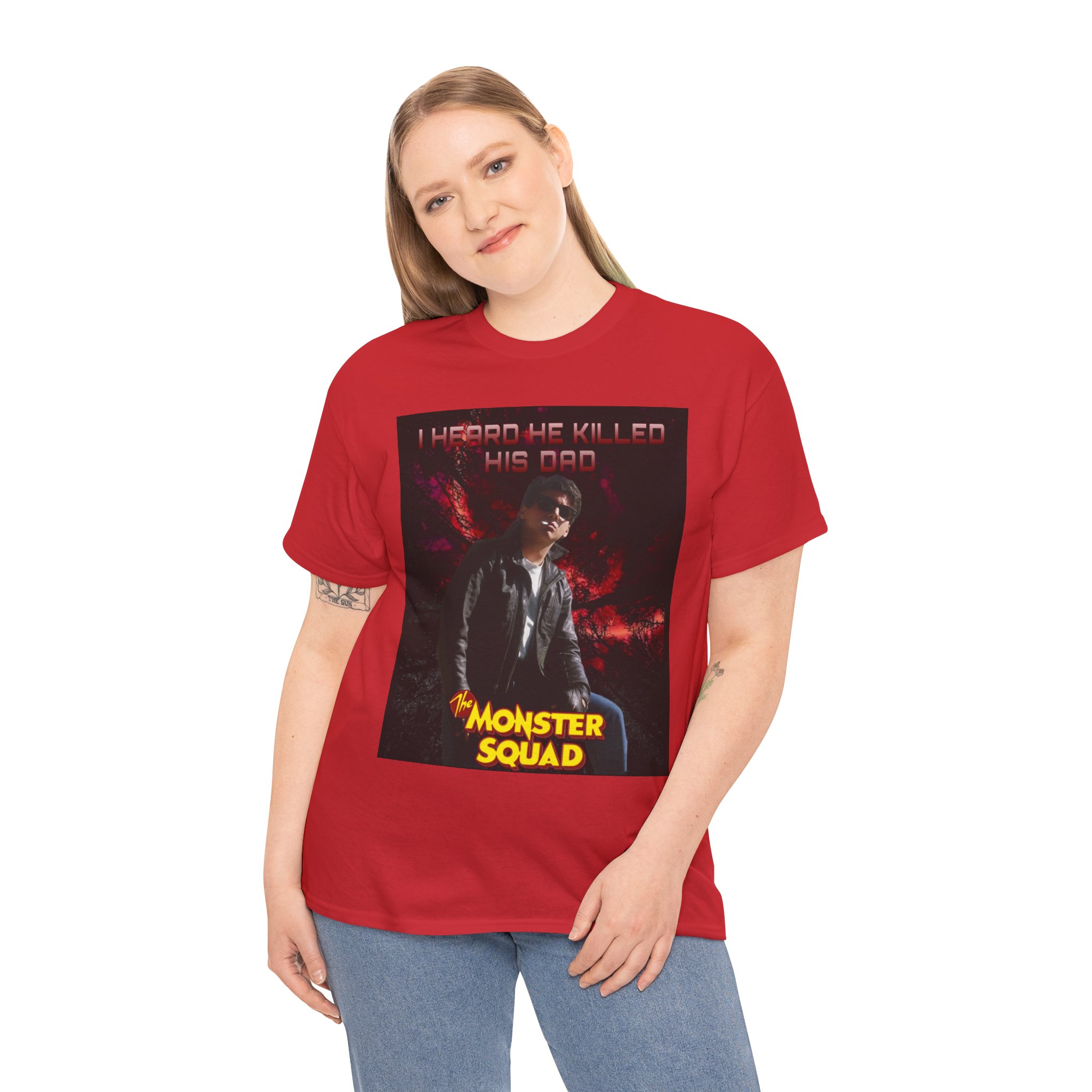Monster Squad Graphic Tee — “I Heard He Killed His Dad” Horror Movie T-Shirt - Image 138