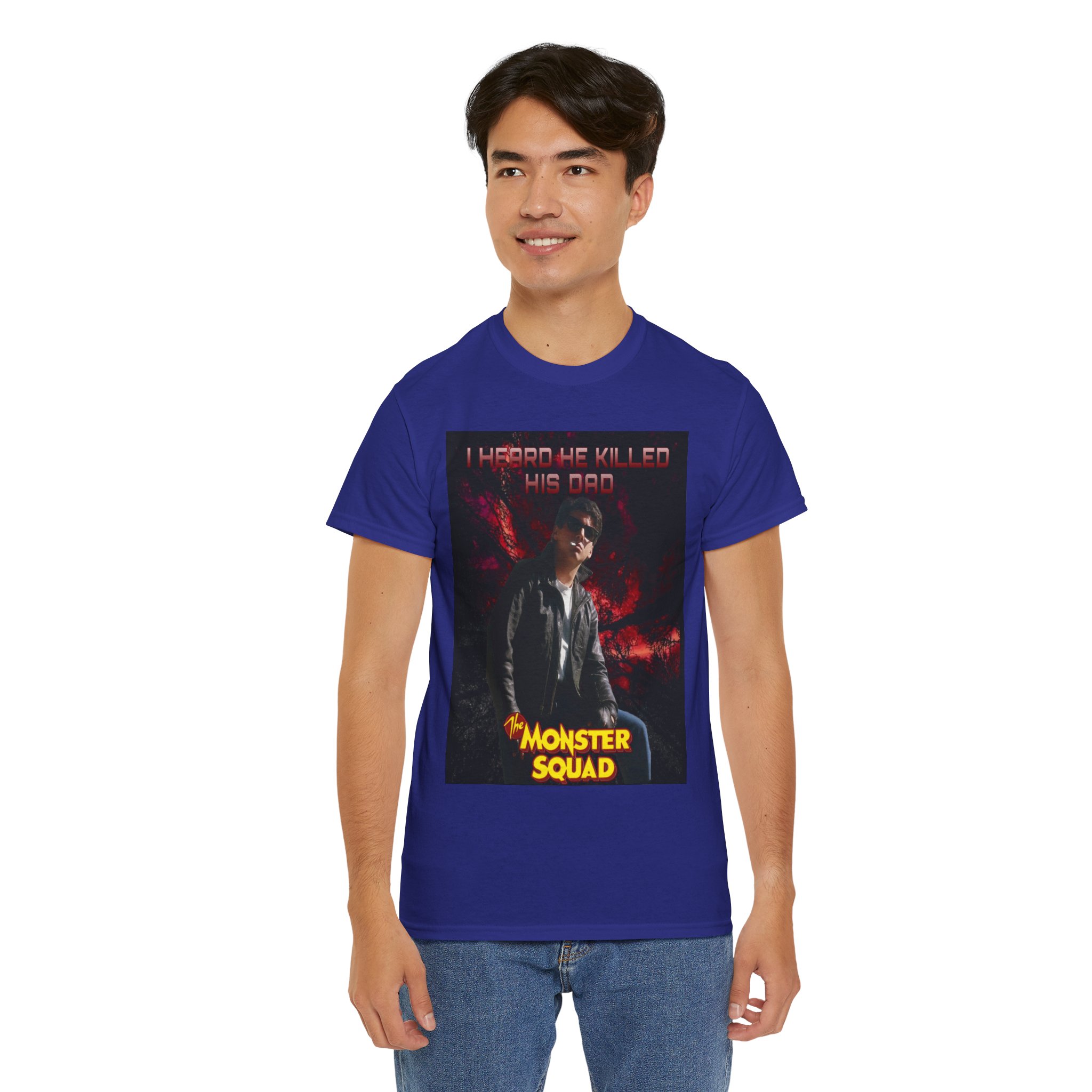 Monster Squad Graphic Tee — “I Heard He Killed His Dad” Horror Movie T-Shirt - Image 132