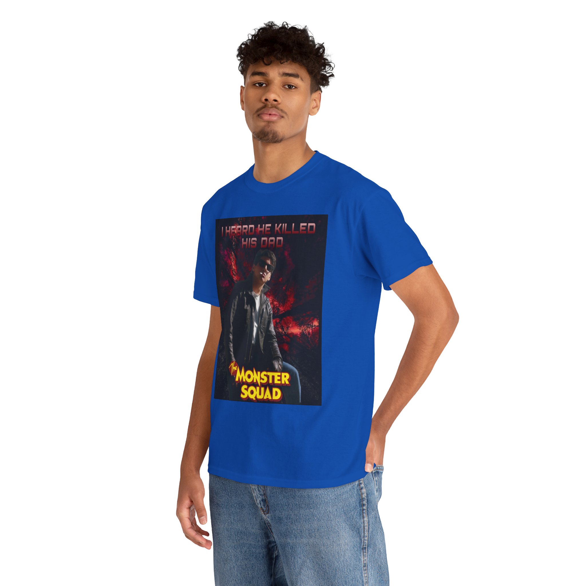 Monster Squad Graphic Tee — “I Heard He Killed His Dad” Horror Movie T-Shirt - Image 85