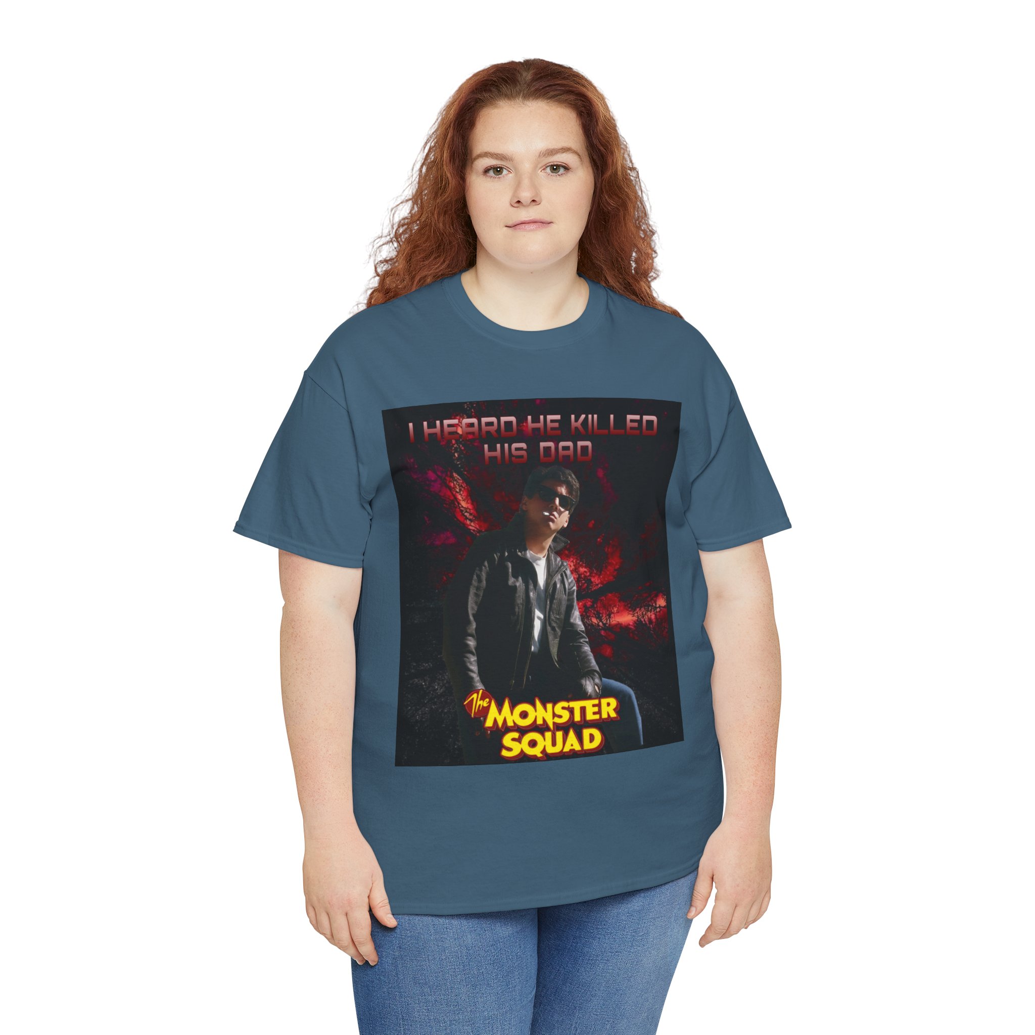 Monster Squad Graphic Tee — “I Heard He Killed His Dad” Horror Movie T-Shirt - Image 75