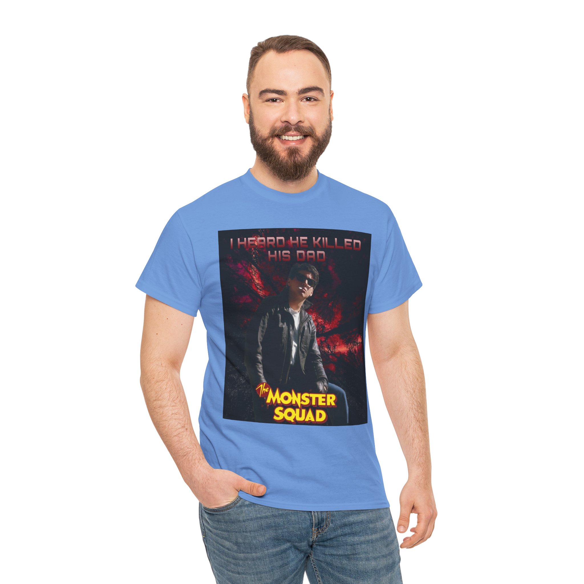 Monster Squad Graphic Tee — “I Heard He Killed His Dad” Horror Movie T-Shirt - Image 62