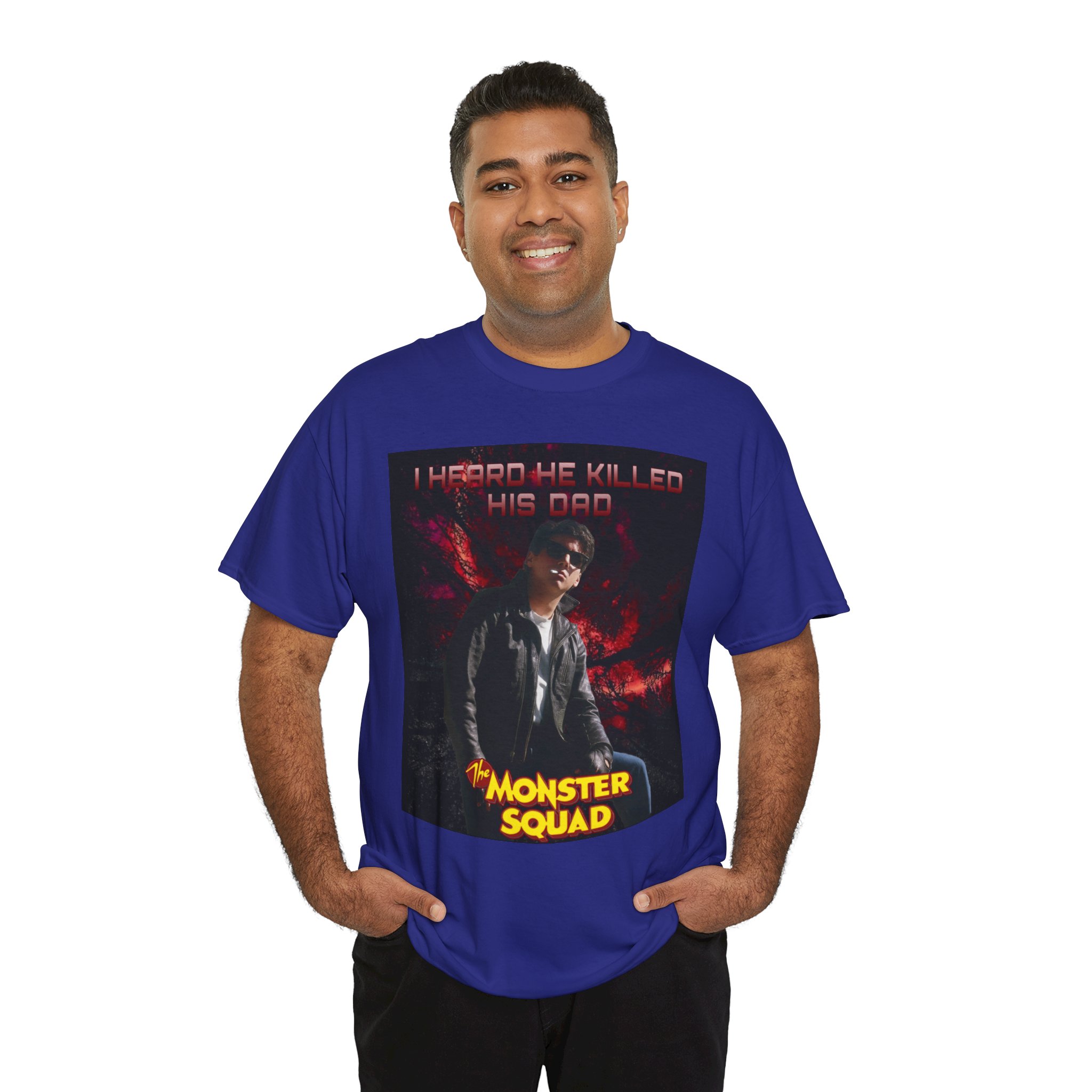 Monster Squad Graphic Tee — “I Heard He Killed His Dad” Horror Movie T-Shirt - Image 131