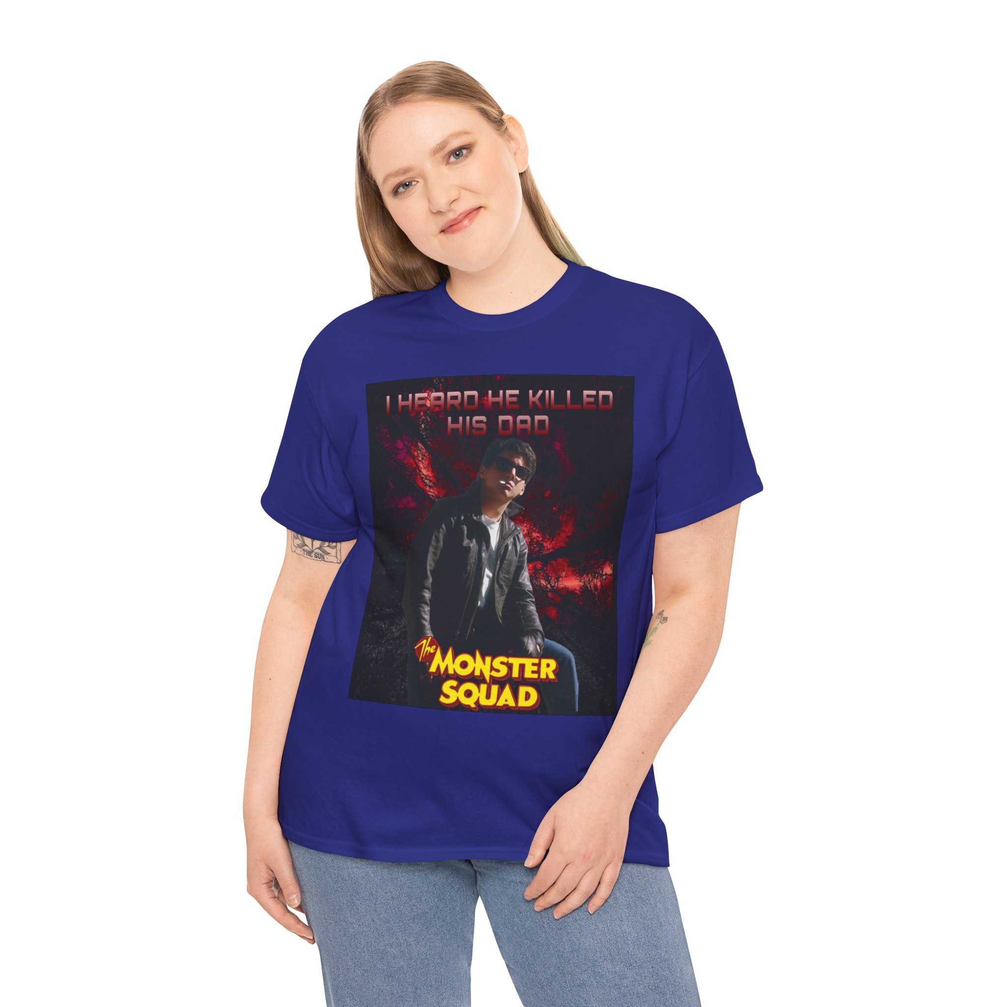 Monster Squad Graphic Tee — “I Heard He Killed His Dad” Horror Movie T-Shirt - Image 127