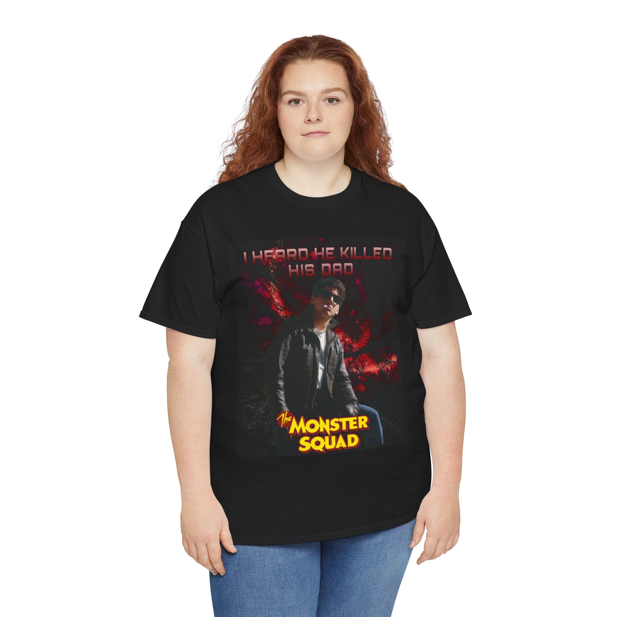 Monster Squad Graphic Tee — “I Heard He Killed His Dad” Horror Movie T-Shirt - Image 10