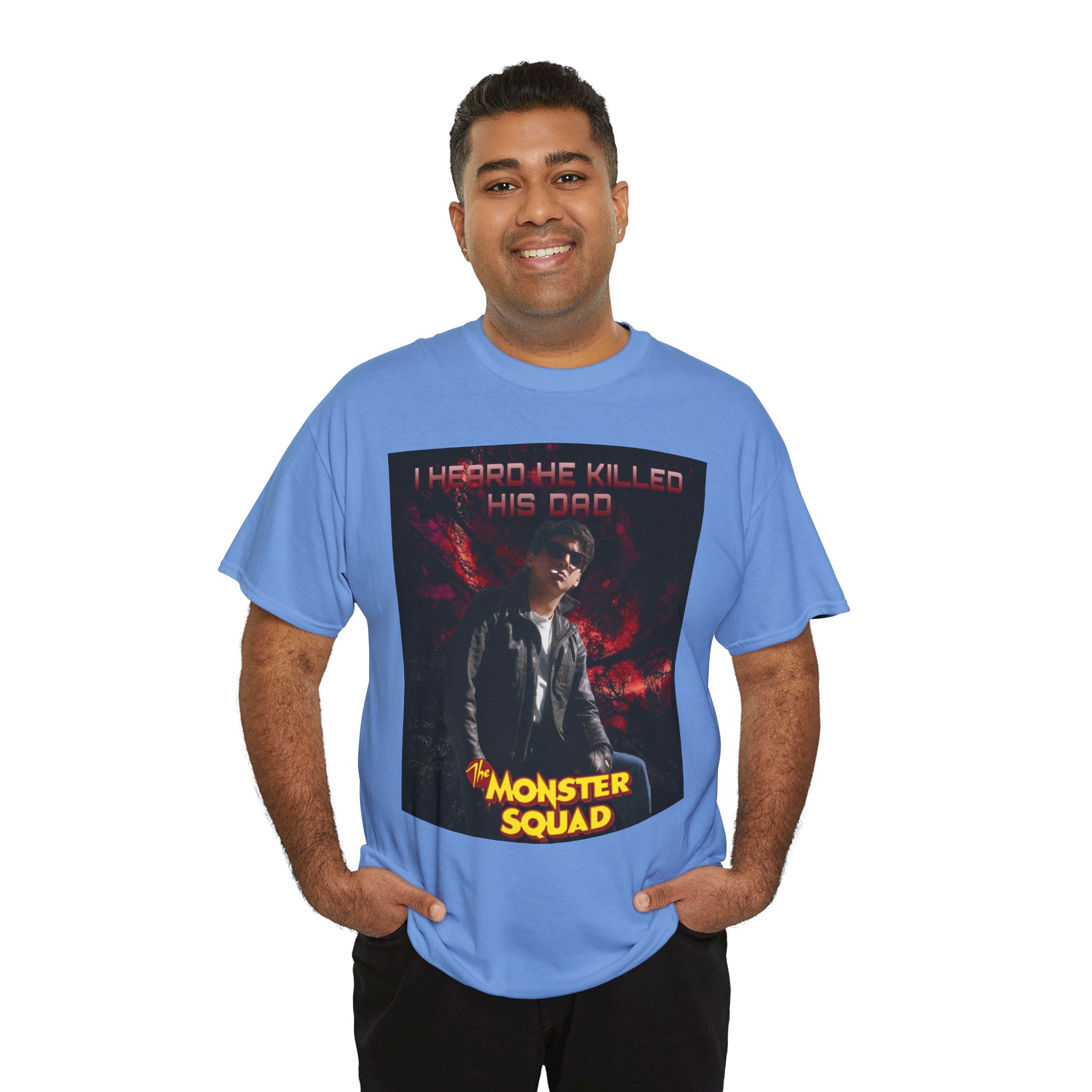 Monster Squad Graphic Tee — “I Heard He Killed His Dad” Horror Movie T-Shirt - Image 65