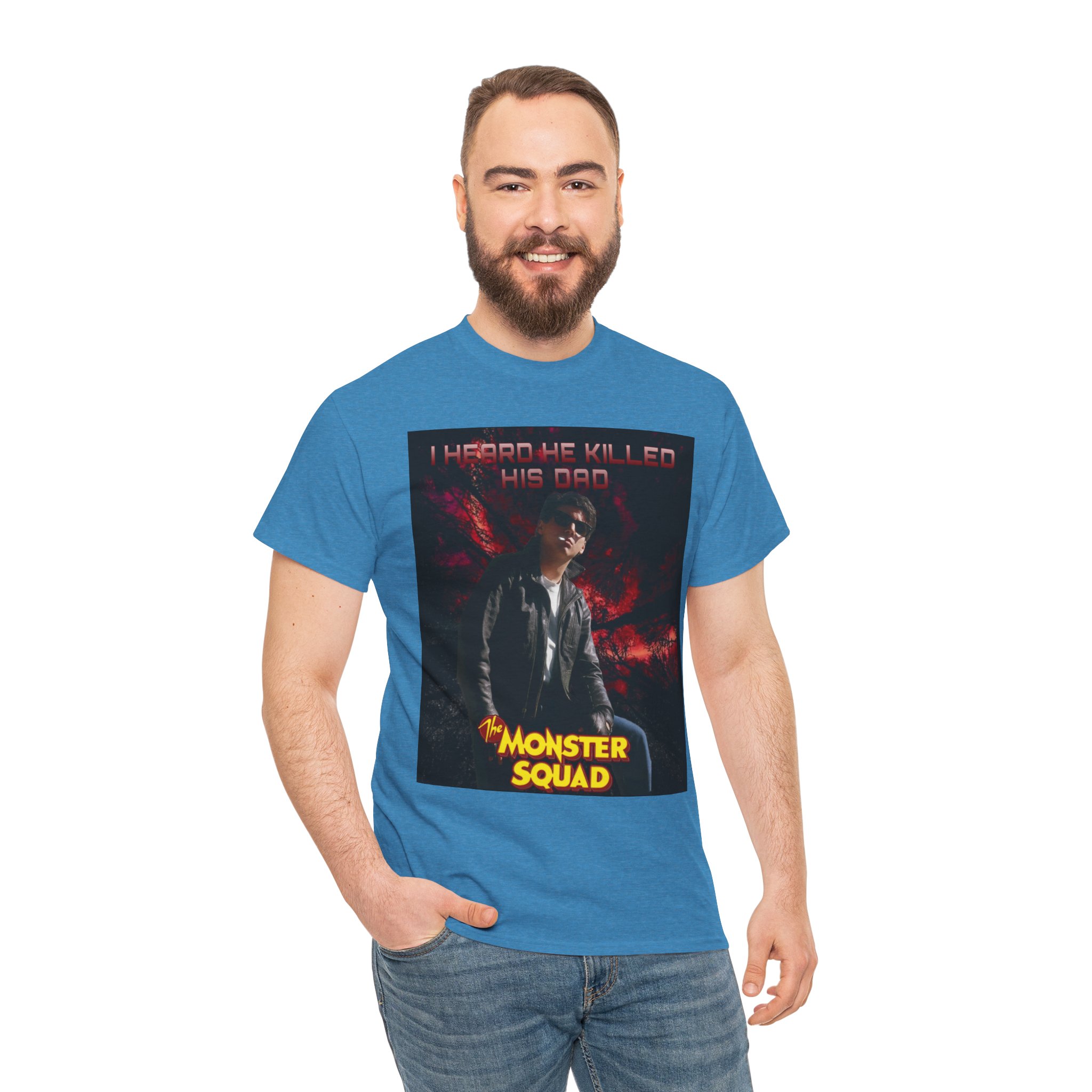 Monster Squad Graphic Tee — “I Heard He Killed His Dad” Horror Movie T-Shirt - Image 40