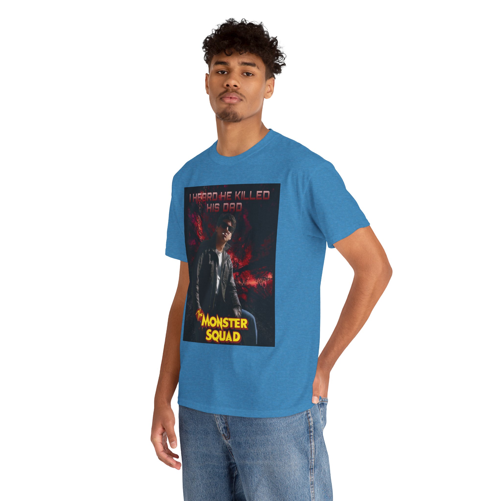 Monster Squad Graphic Tee — “I Heard He Killed His Dad” Horror Movie T-Shirt - Image 41