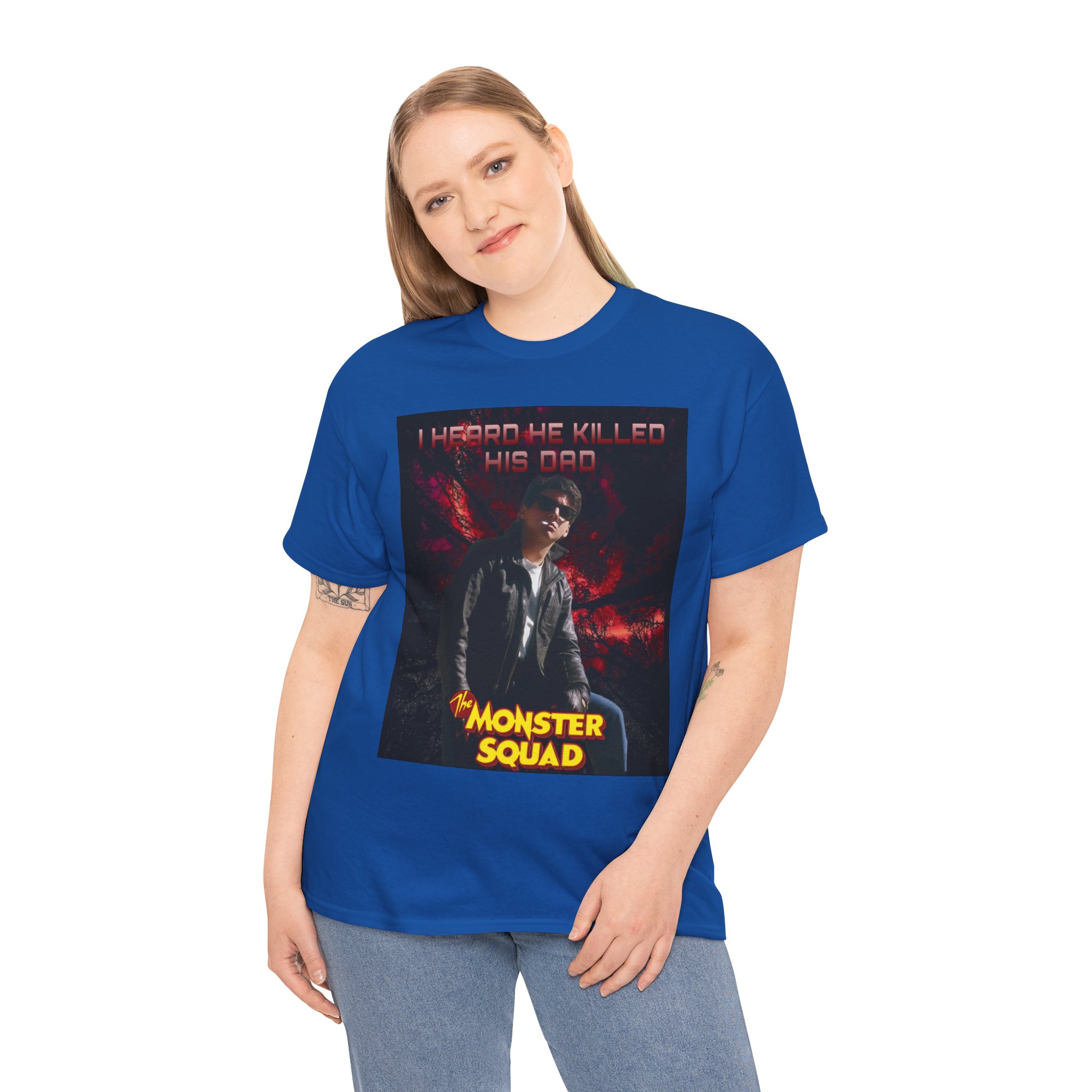 Monster Squad Graphic Tee — “I Heard He Killed His Dad” Horror Movie T-Shirt - Image 94