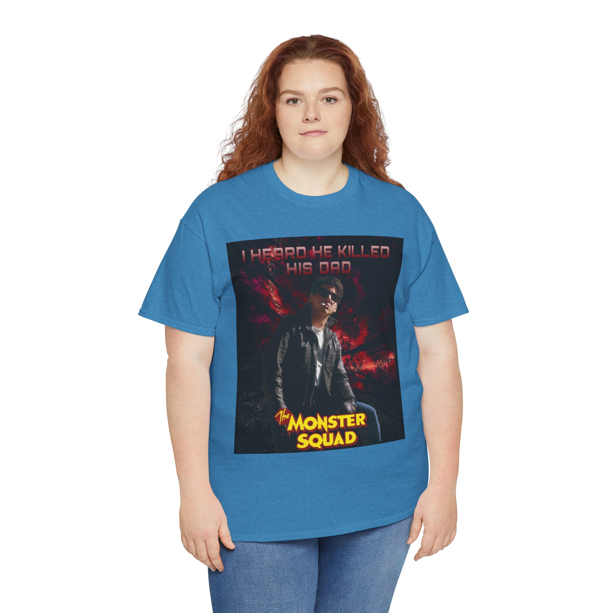 Monster Squad Graphic Tee — “I Heard He Killed His Dad” Horror Movie T-Shirt - Image 42