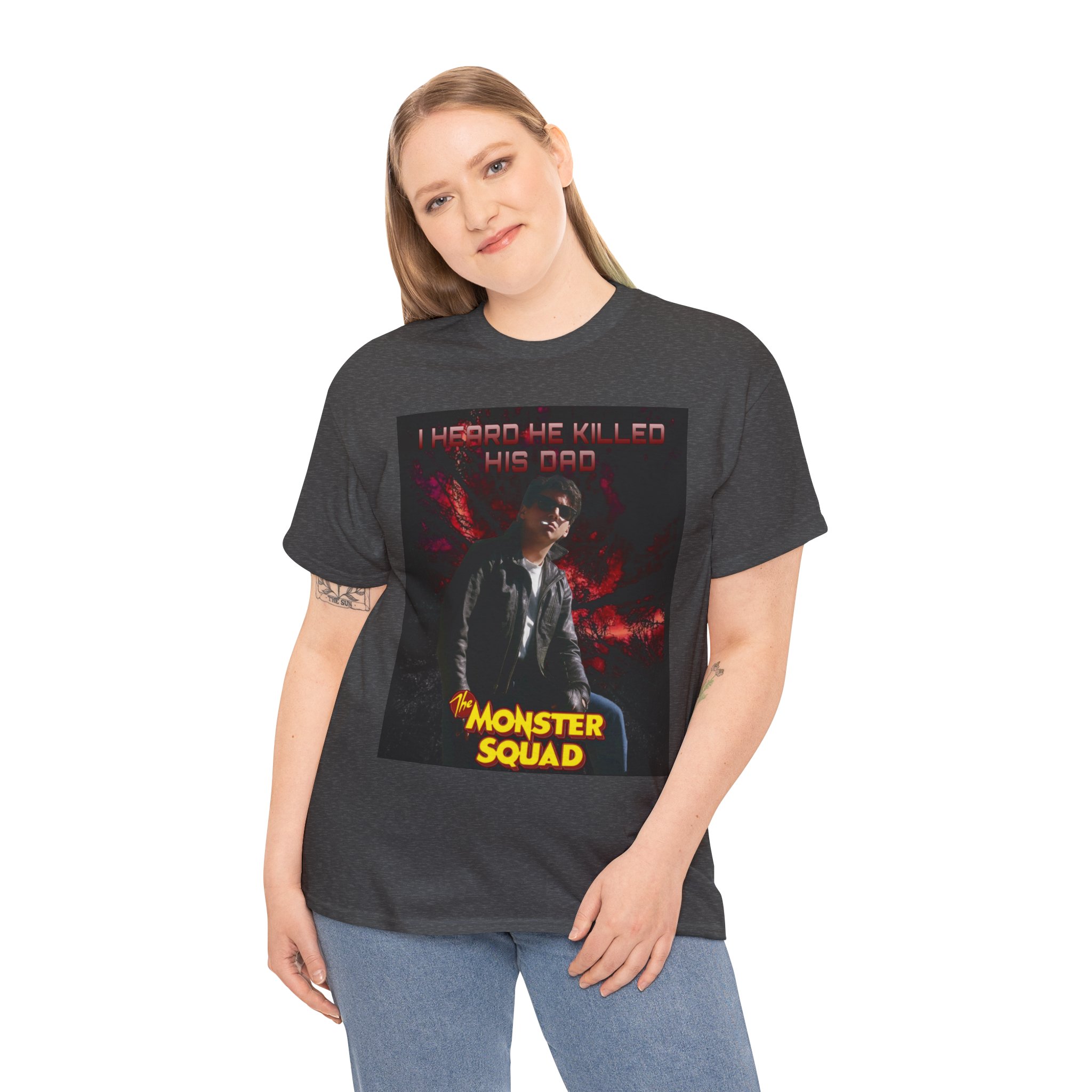 Monster Squad Graphic Tee — “I Heard He Killed His Dad” Horror Movie T-Shirt - Image 50