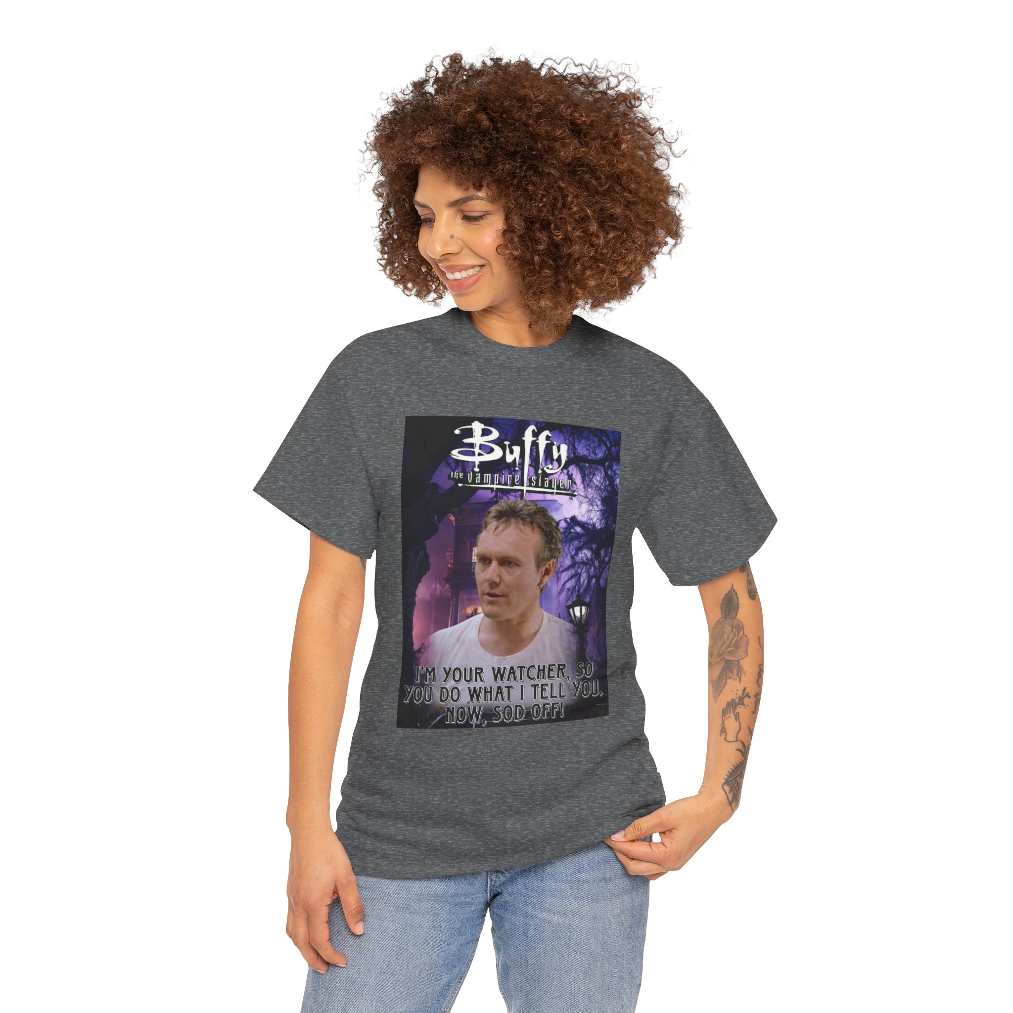 Buffy The Vampire Slayer TV Quote -“I’m Your Watcher” Giles AKA The Ripper Graphic Tee - Image 62