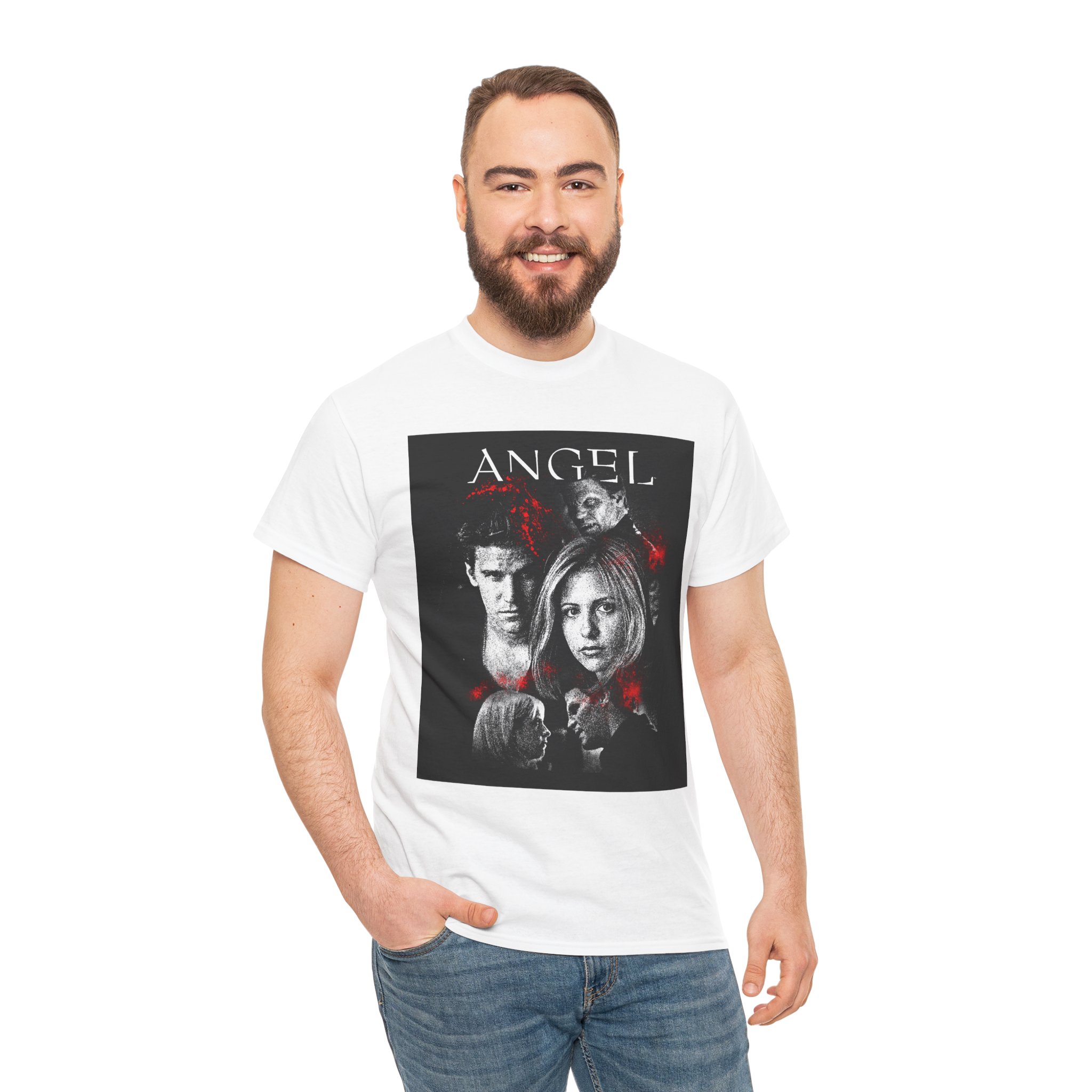 Angel TV Series Poster Tee – Buffy/Angel Fan Graphic T-Shirt - Image 98
