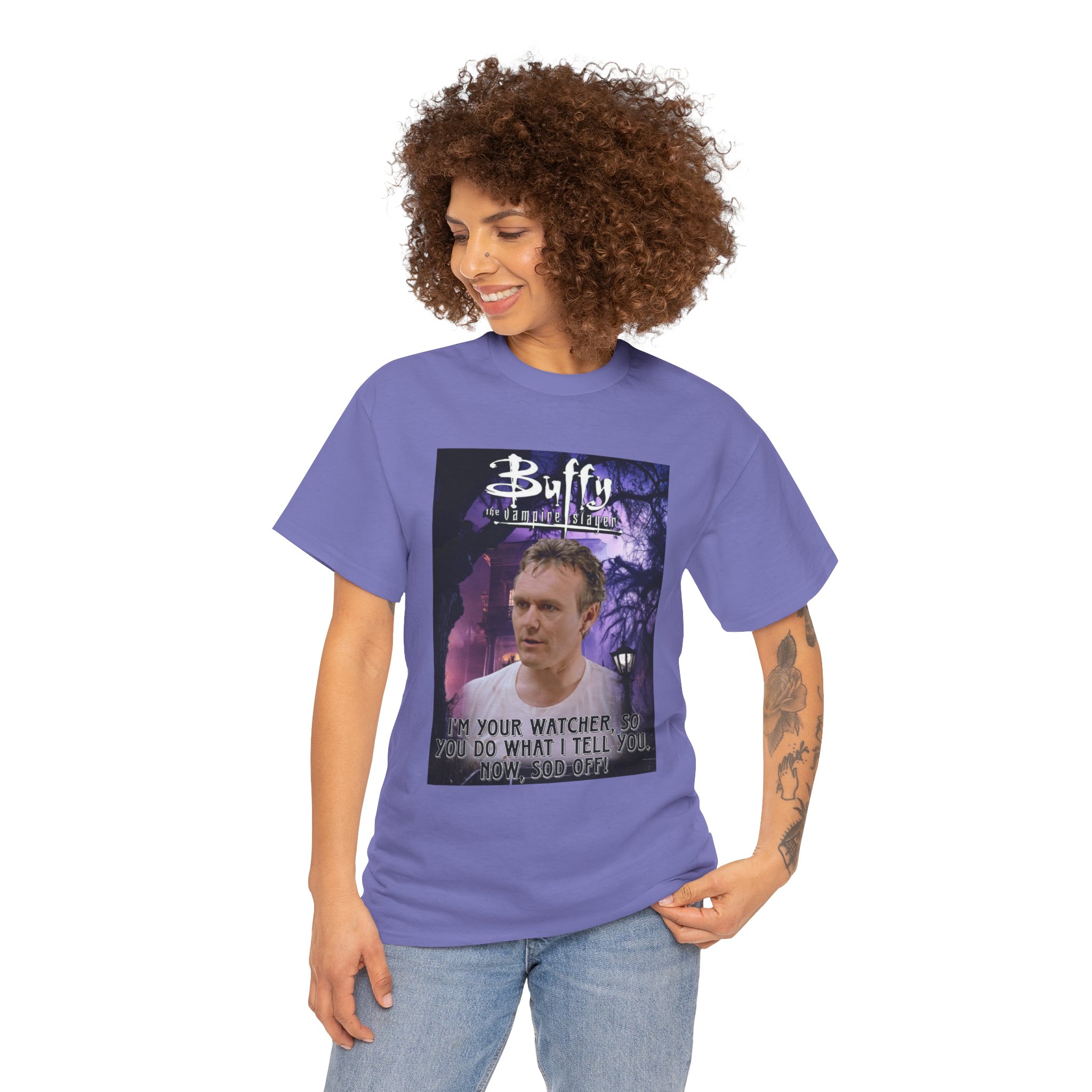 Buffy The Vampire Slayer TV Quote -“I’m Your Watcher” Giles AKA The Ripper Graphic Tee - Image 176